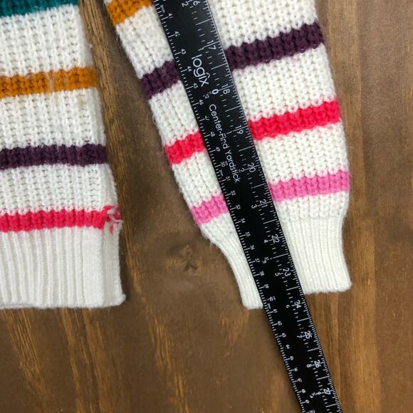 So Womens Sweater White Multicolored Striped Knitted Long Sleeve Large - Picture 9 of 12